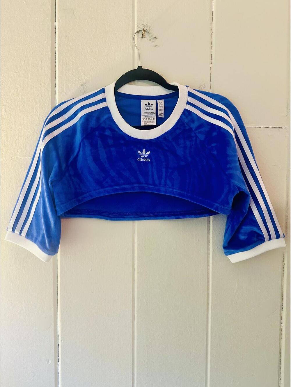 Adidas Blue and White Velour Athletic Shrug